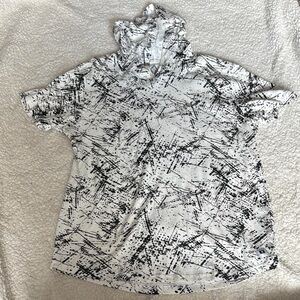 Abstract Black and White Hooded Tshirt